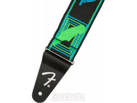 Fender Neon Monogram Guitar Strap - Green/Blue